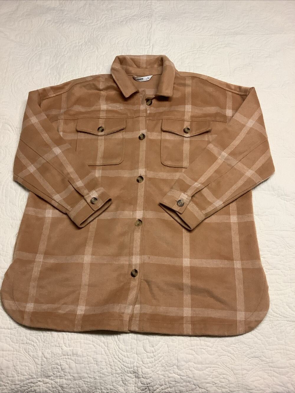 sonoma goods for Life xxl Plaid Shirt Jacket shacket tan